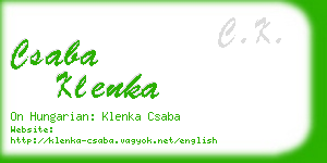 csaba klenka business card